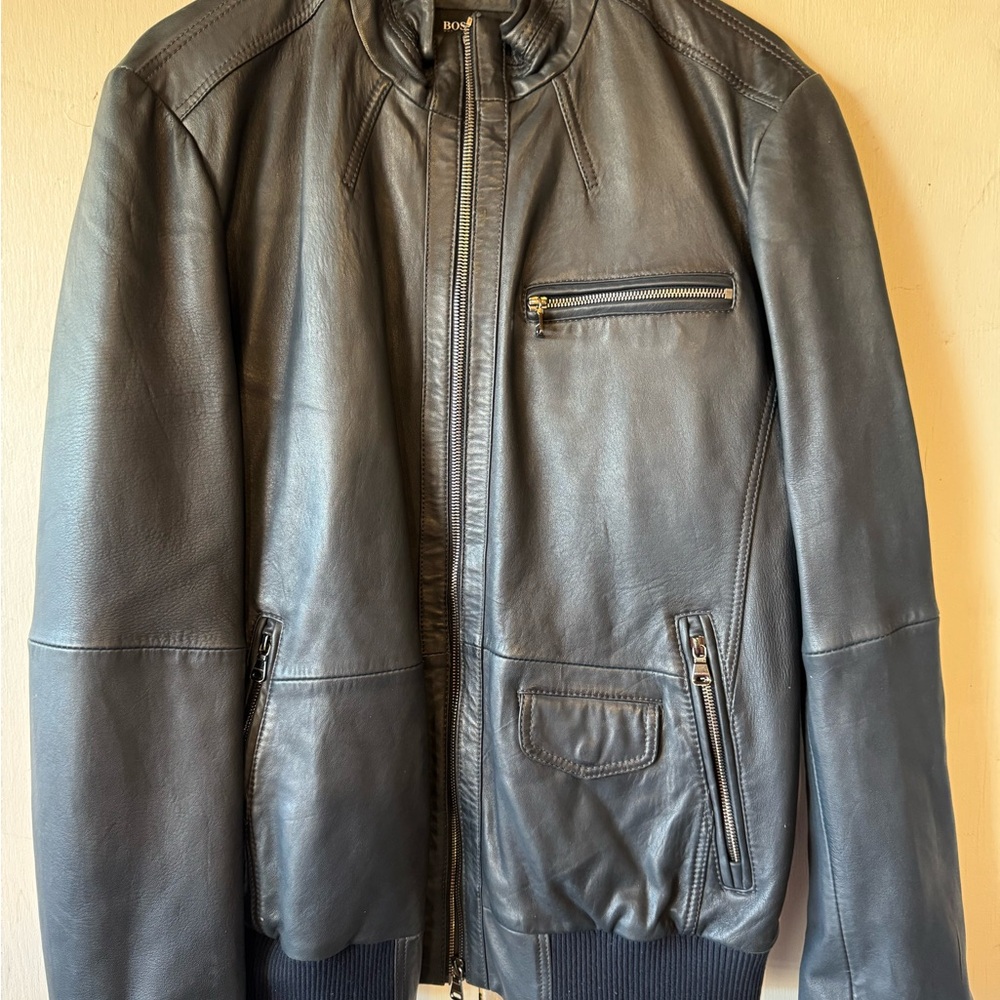 BOSS Men's Black Soft Lamb Leather Jacket